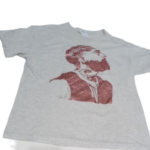 Nipsey Hussle Custom Made Heather Gray and Pink Glitter Short Sleeve Tee EUC - Picture 3 of 6